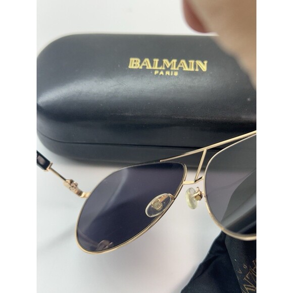 Balmain Paris Women’s Aviator Sunglasses Gold Metal Frame Gray Tinted Lenses